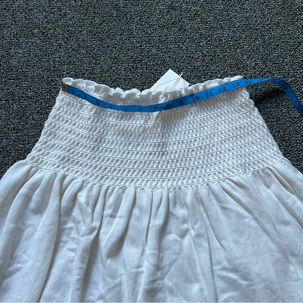 YAKIRA BELLA White Scrunch Ruched High-Waist Elastic Knee-Length Modest Skirt M - Picture 15 of 16